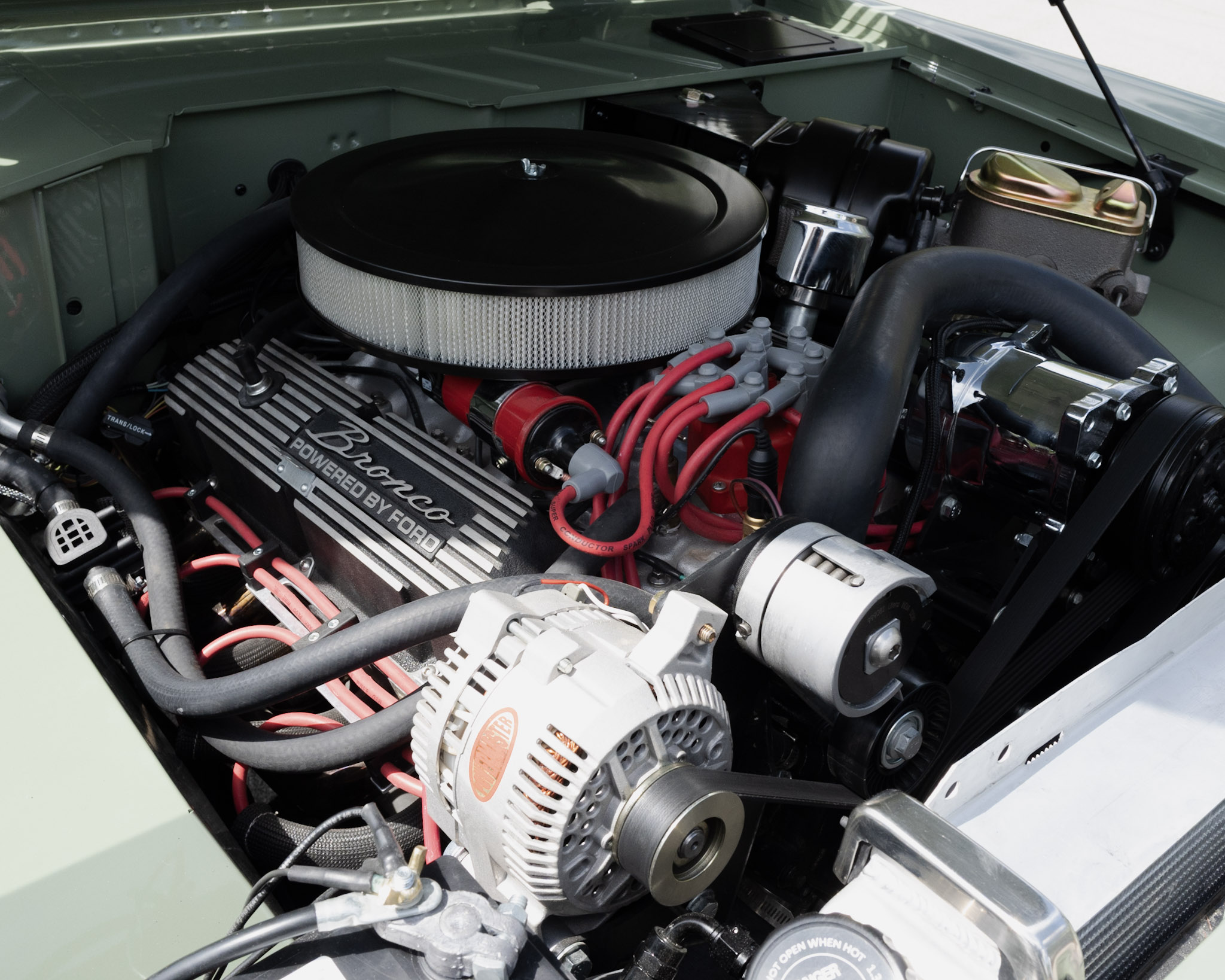 1967 Ford Bronco 302 V8 with Holley Sniper EFI and Bronco valve covers, built by Morgan Muscle Cars in Pelham, AL