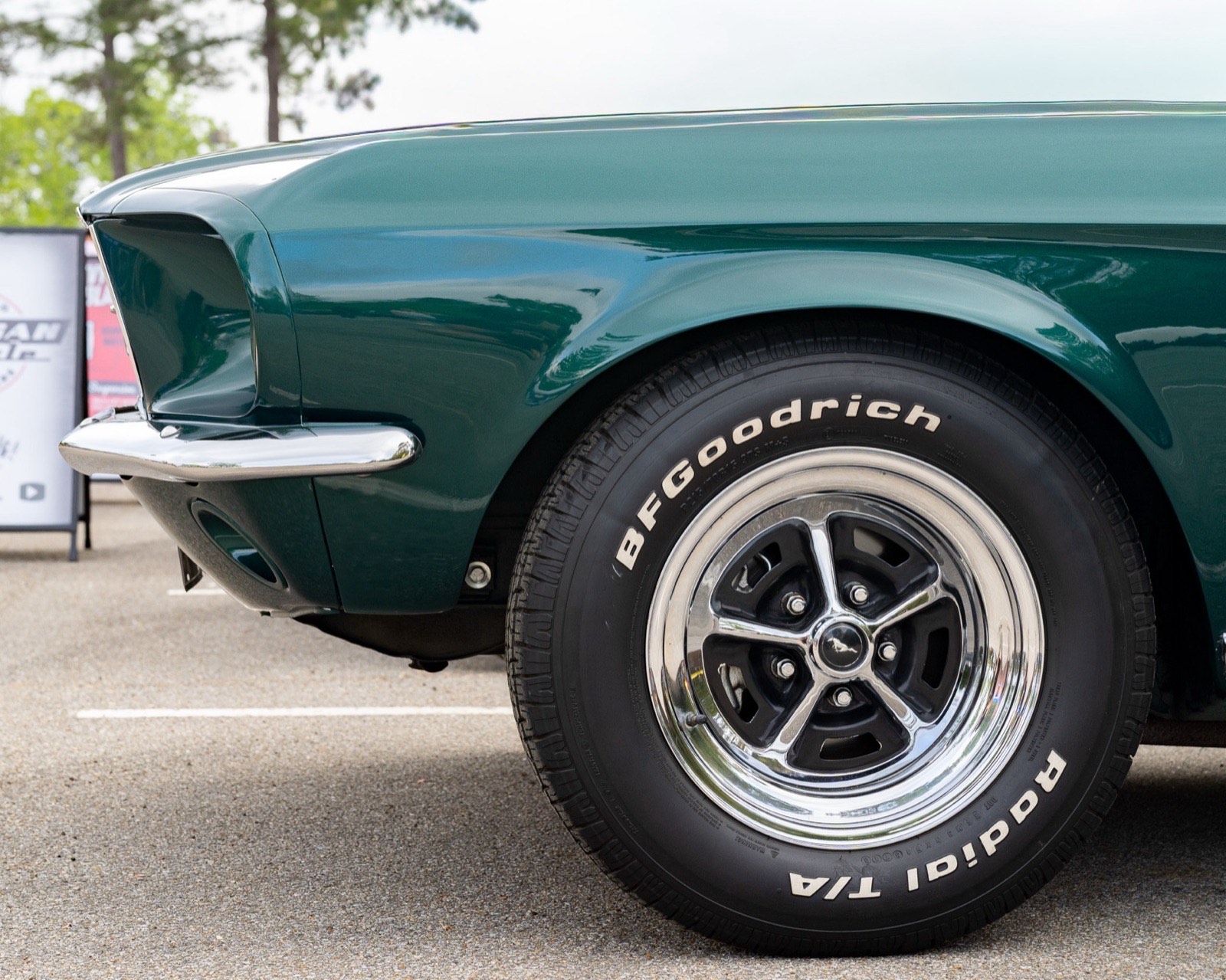 1967 Ford Mustang in metallic green, restored by Morgan Muscle Cars in Pelham, Alabama