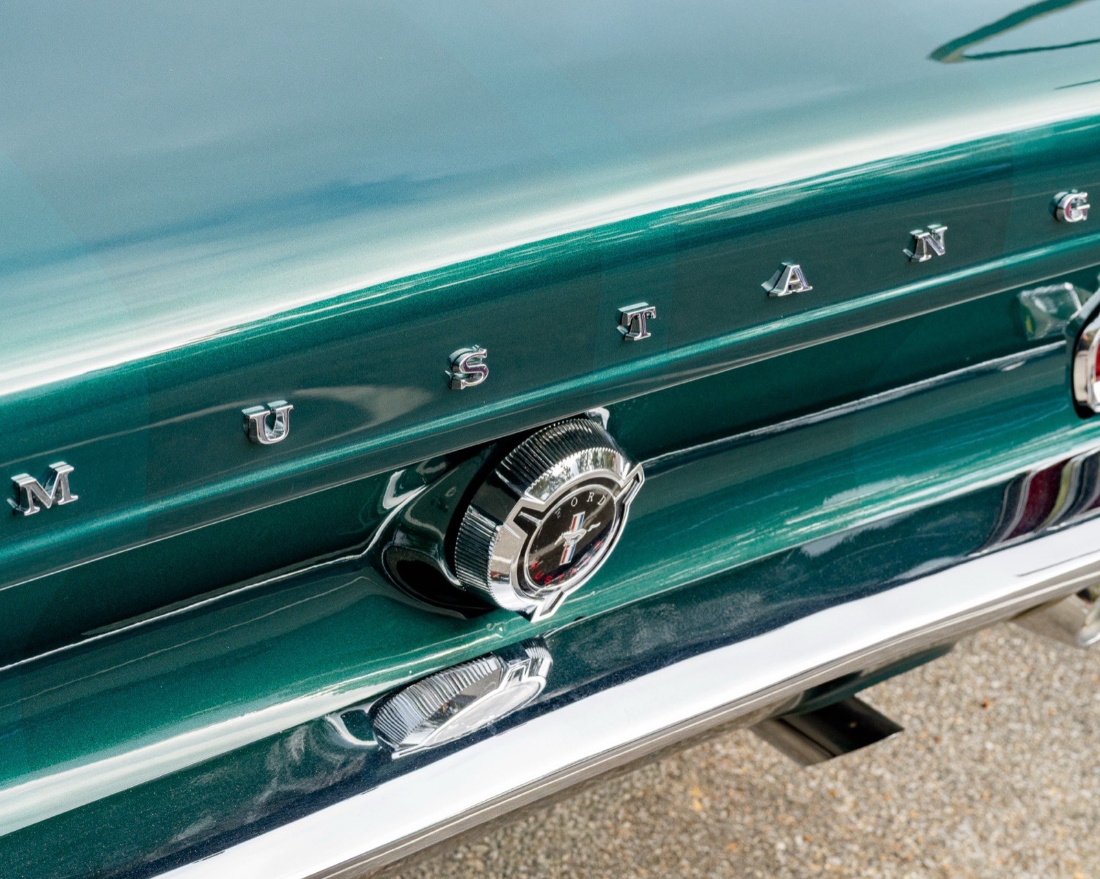 1967 Ford Mustang in metallic green, restored by Morgan Muscle Cars in Pelham, Alabama