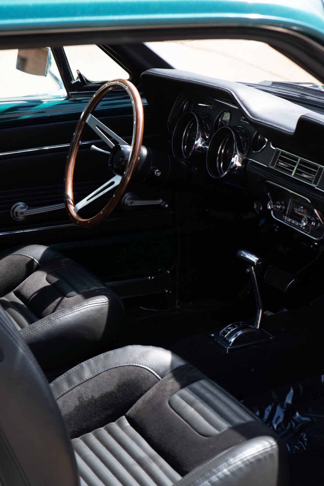 1967 Ford Mustang in metallic green, restored by Morgan Muscle Cars in Pelham, Alabama