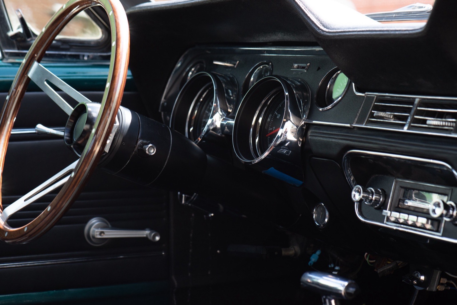 1967 Ford Mustang in metallic green, restored by Morgan Muscle Cars in Pelham, Alabama