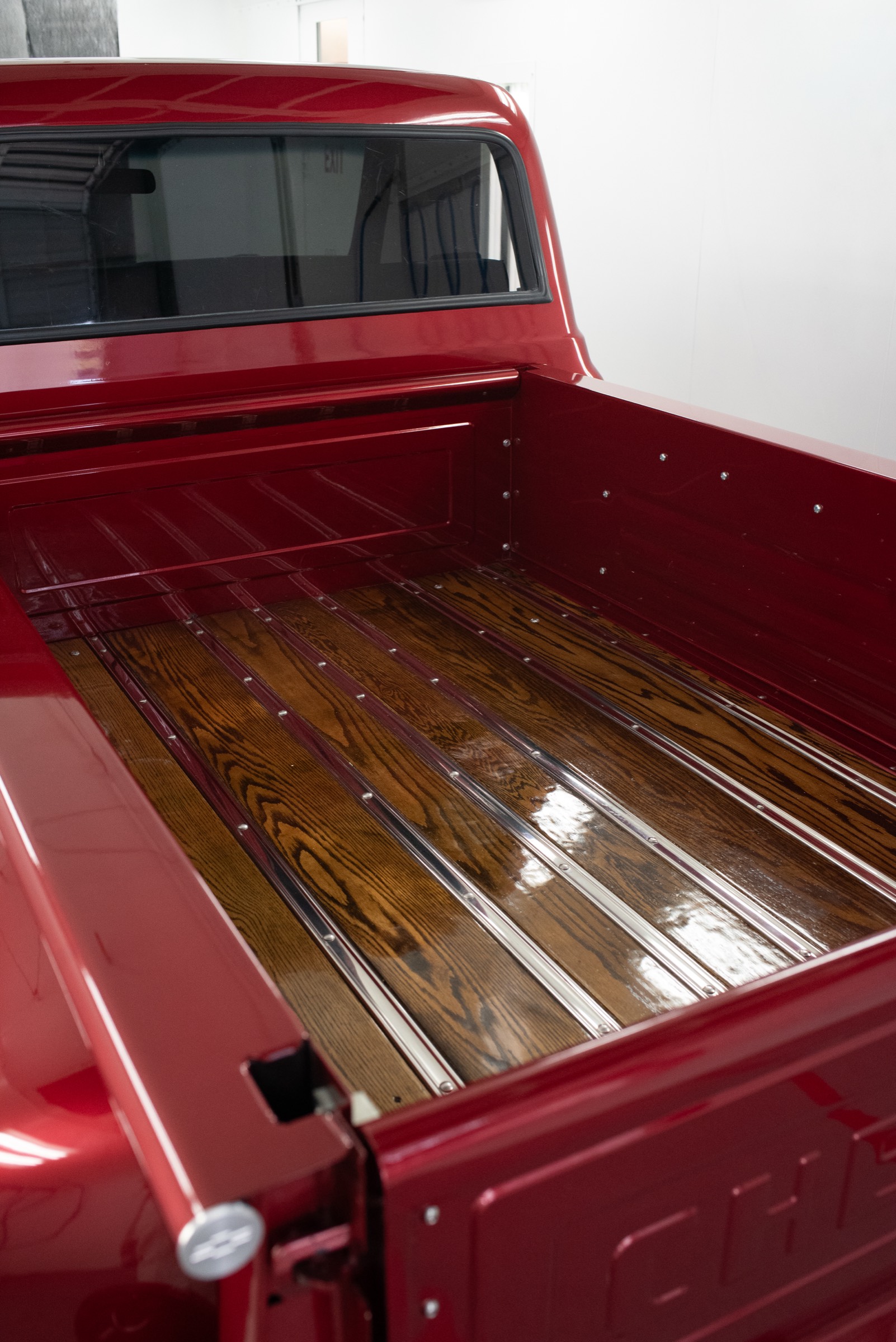 1970 Chevy C10 Stepside custom wood bed with relocated fuel tank — built by Morgan Muscle Cars