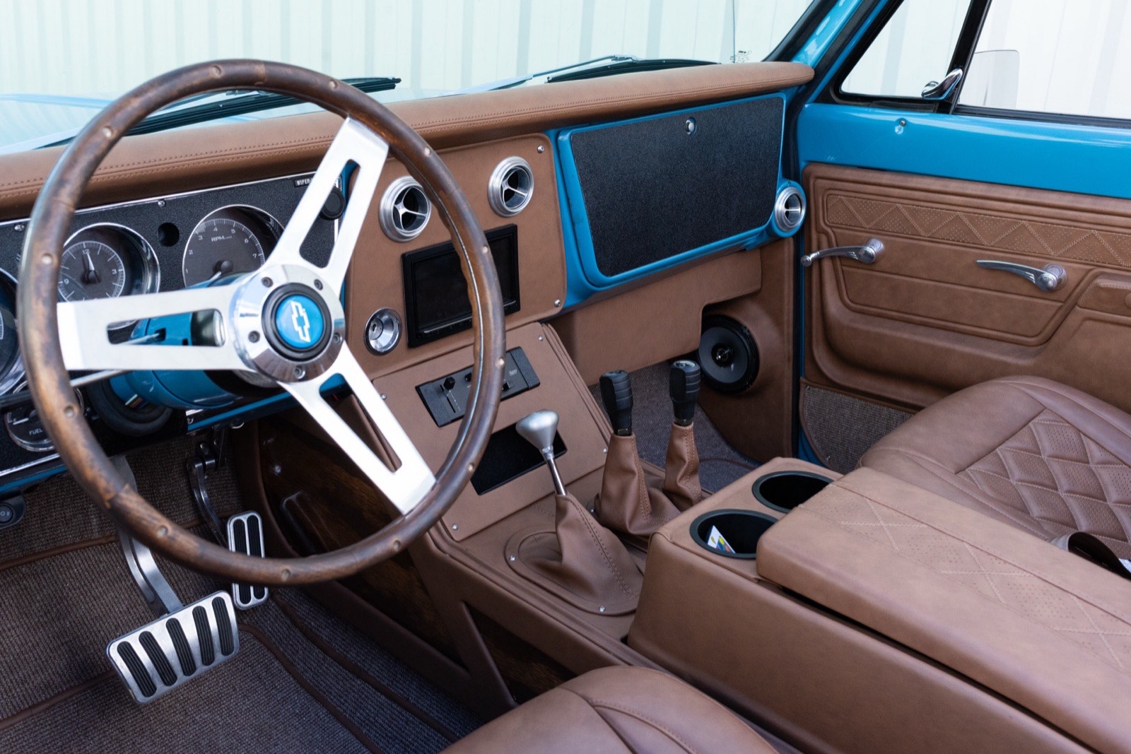 1972 Chevrolet K5 Blazer in light blue, restored by Morgan Muscle Cars in Pelham, Alabama
