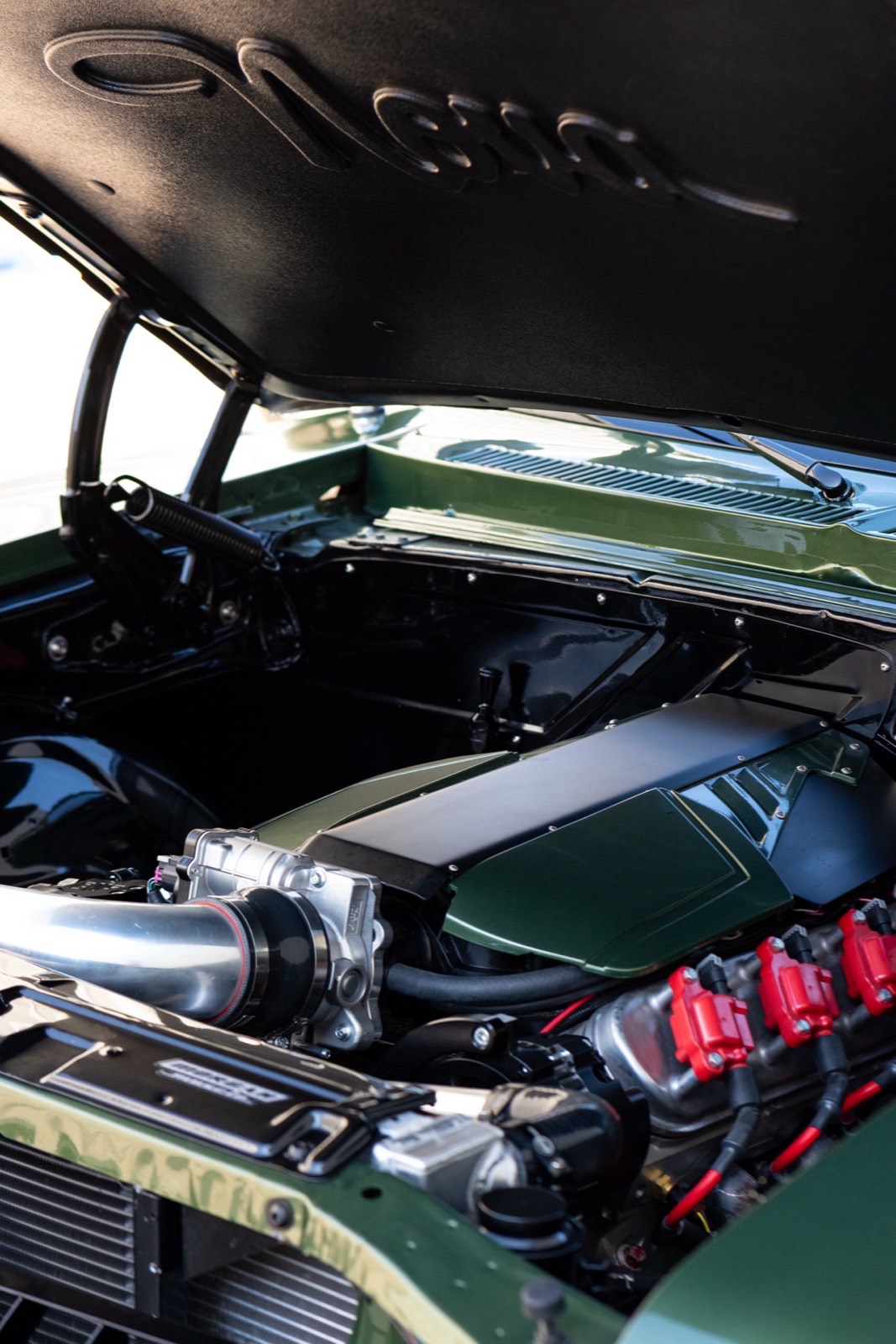 1973 Chevrolet Nova in olive green, restored by Morgan Muscle Cars in Pelham, Alabama