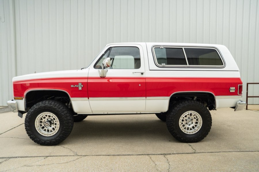1984 Chevrolet K5 Blazer in red and white two-tone, restored by Morgan Muscle Cars