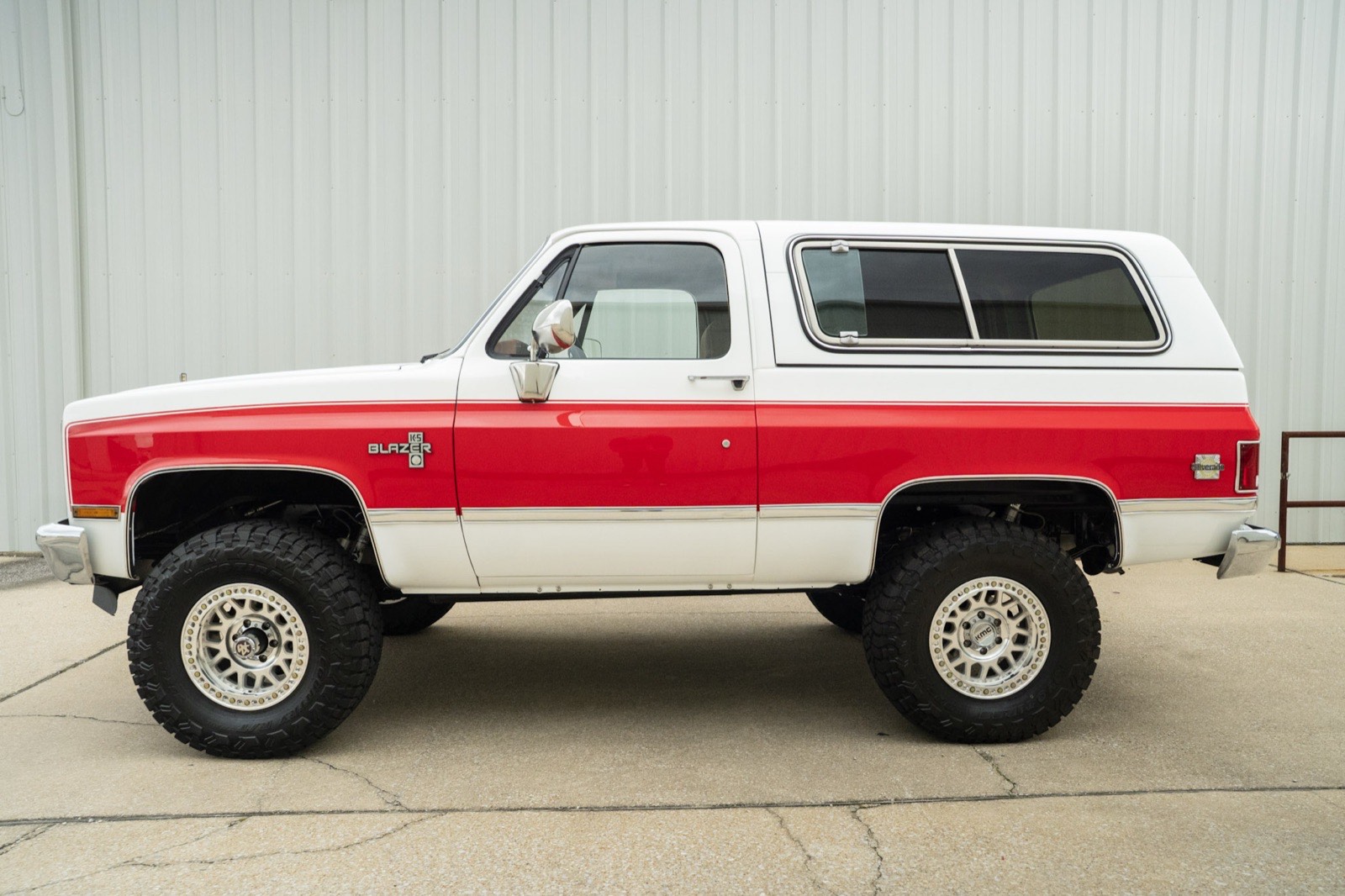 1984 Chevrolet K5 Blazer in red and white two-tone, restored by Morgan Muscle Cars