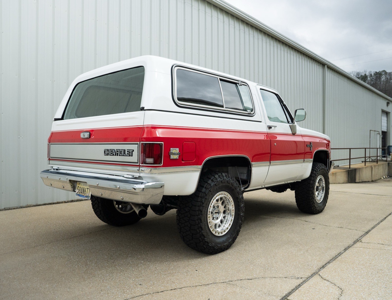 1984 Chevrolet K5 Blazer with camel leather interior and Dakota Digital gauges, built by Morgan Muscle Cars